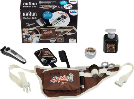 Set da barbiere Braun Klein Toys - 15x8x15 cm - pettine, specchio, forbici, pennello da barba e rasoio - multicolore