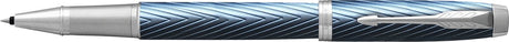 Penna roller Parker im premium | blu-grigio con dettagli cromati | pennino fine con ricarica di inchiostro nero | confezione regalo