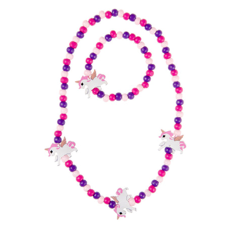Collana e bracciale in legno Duckiez unicorno