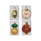 Decoris Ciondolo natalizio frutta vetro ananas melograno mela pera 5x7cm