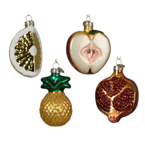 Decoris Ciondolo natalizio frutta vetro ananas melograno mela pera 5x7cm