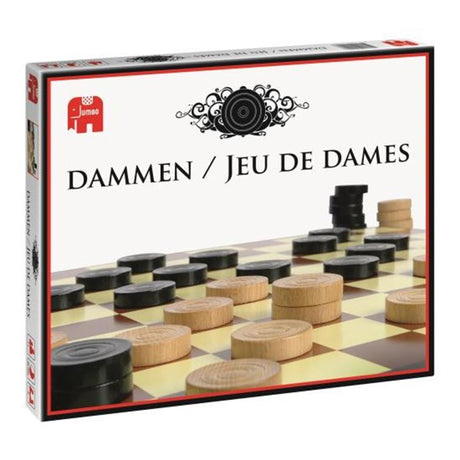Dama Jumbo 1 scacchiera in cartone con 40 pedine in legno
