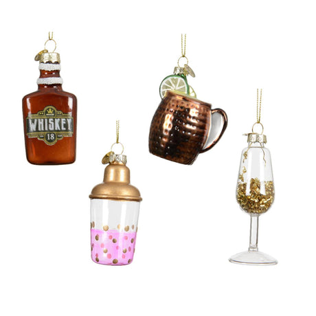 Decoris Christmas pendente bottiglia per bevande in vetro ø8,5 cm 4 assortiti