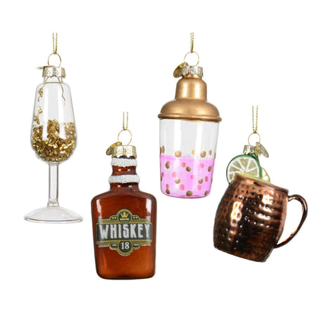 Decoris Christmas pendente bottiglia per bevande in vetro ø8,5 cm 4 assortiti