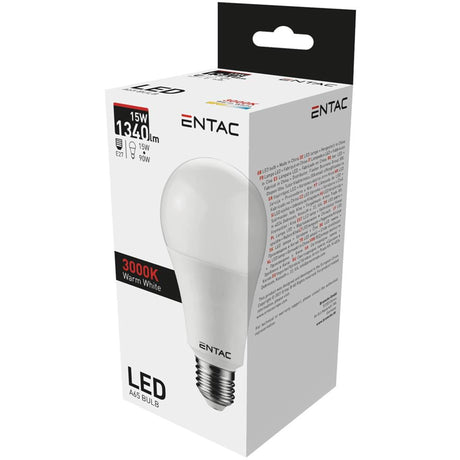 Lampada LED Entac 15w - attacco E27, 3000 kelvin bianco caldo, 1340 lumen