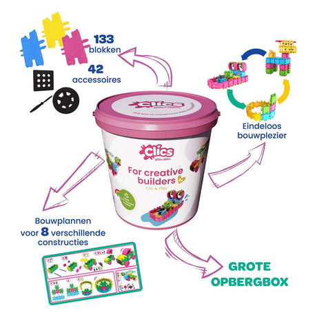 Mattoncini Clics: set da costruzione glitterato 8in1