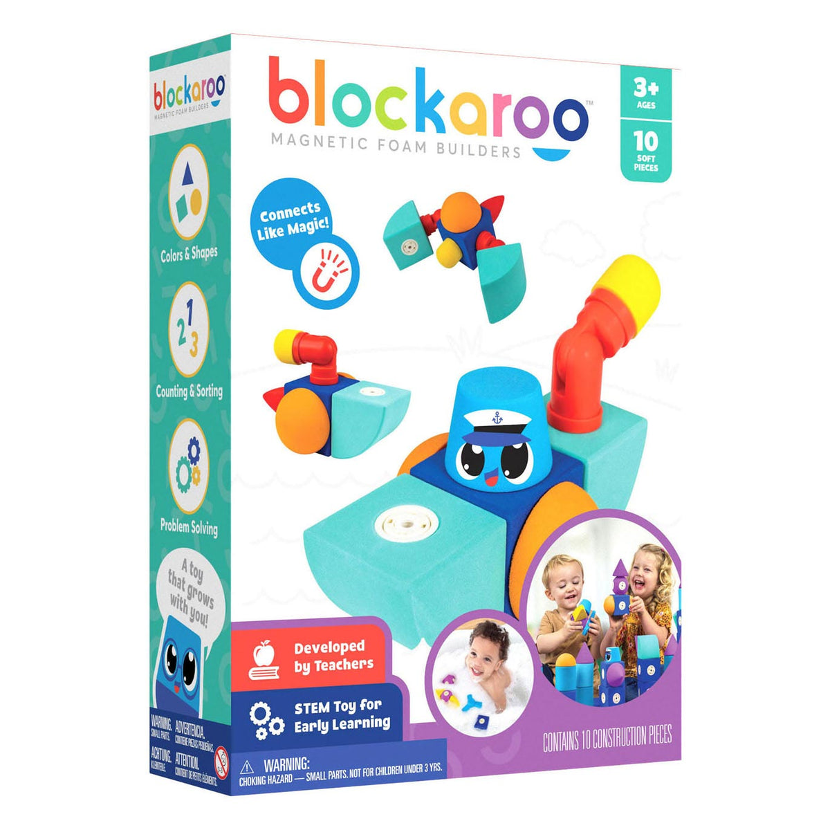 Blockaroo, scatola per barche con blocchi magnetici in schiuma, 10 pz.