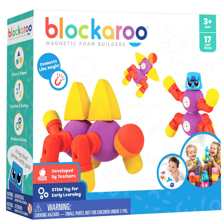 Blockaroo blocchi magnetici in schiuma animali, 17 pz.