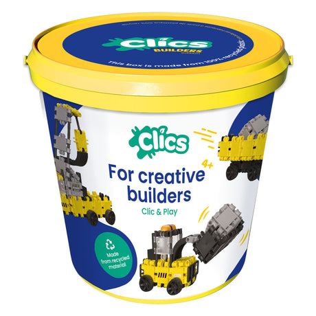 Clics builders Mattoncini 5 in 1 - giocattoli sostenibili in plastica riciclata - set da costruzione 5 in 1 - giocattoli 4,5,6,7,8 anni ragazzi e ragazze - giocattoli educativi - giocattoli montessori - giocattoli da costruzione