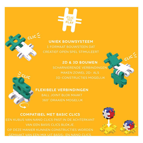 Clics nano - set di costruzioni per costruttori creativi - 1000 pz.