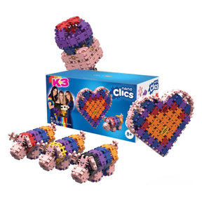 Clics nano – Set k3 builders da 190 pezzi – Mattoncini 5 in 1 – Giocattoli realizzati in plastica riciclata al 100% – Giocattoli 8, 9, 10, 11, 12 anni – Giocattoli da costruzione