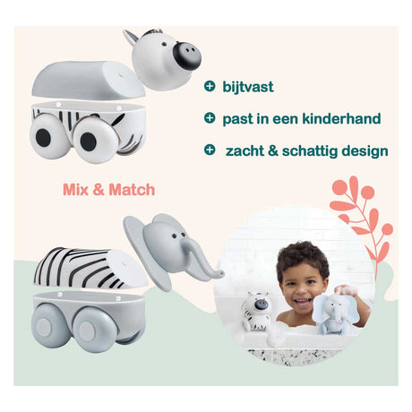 Magimals Wheely Safari Box - animali magnetici interattivi su ruote (6 pezzi). giocattoli divertenti e creativi, perfetti per il bagno o in viaggio!