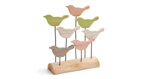 Vogels 'spring' hout op blok 23cm