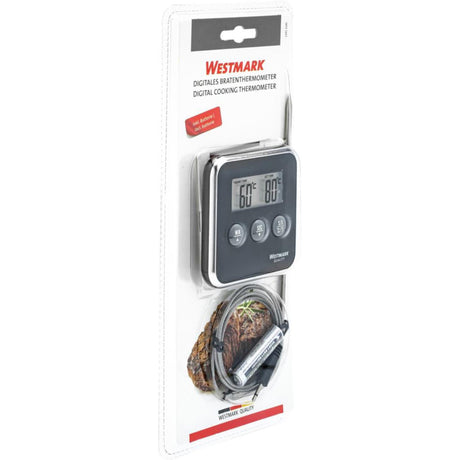 Termometro da arrosto digitale Westmark, con allarme, da appendere o da appoggiare, plastica in acciaio inossidabile, nero argento, 12912280