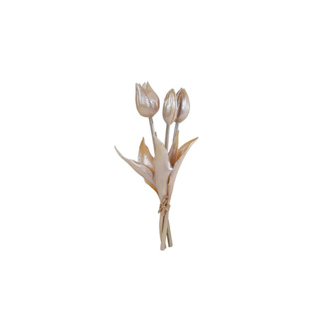Tulipano fiore artificiale 3x champagne oro 25 cm