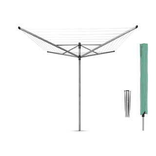 Asciugatrice rotativa Brabantia lift-o-matic - 60 m - con ancoraggio a terra e copertura protettiva - grigio metallizzato