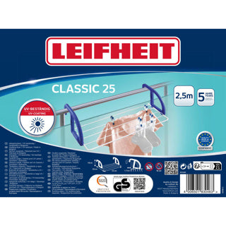 Stendino sospeso Leifheit Classic 25 - lunghezza di asciugatura 2,5 m di lunghezza di asciugatura - bianco blu