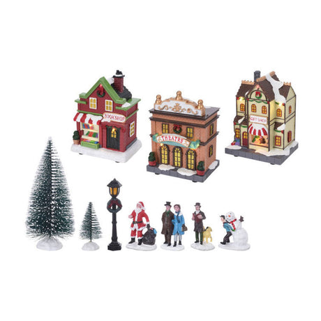 Villaggio di Natale con set LED, 17 pz.