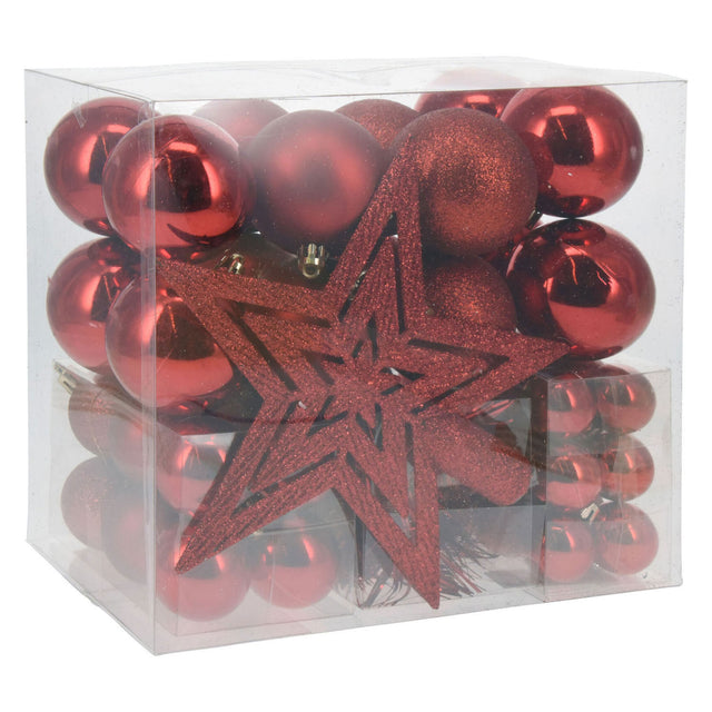 Palle di Natale impostate con picco di rosso, 54st.
