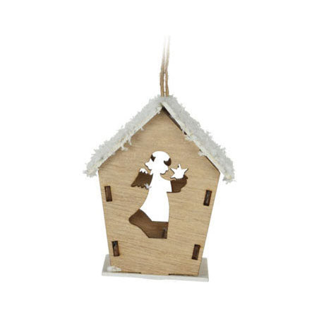 Casa di ganci di Natale in legno con LED