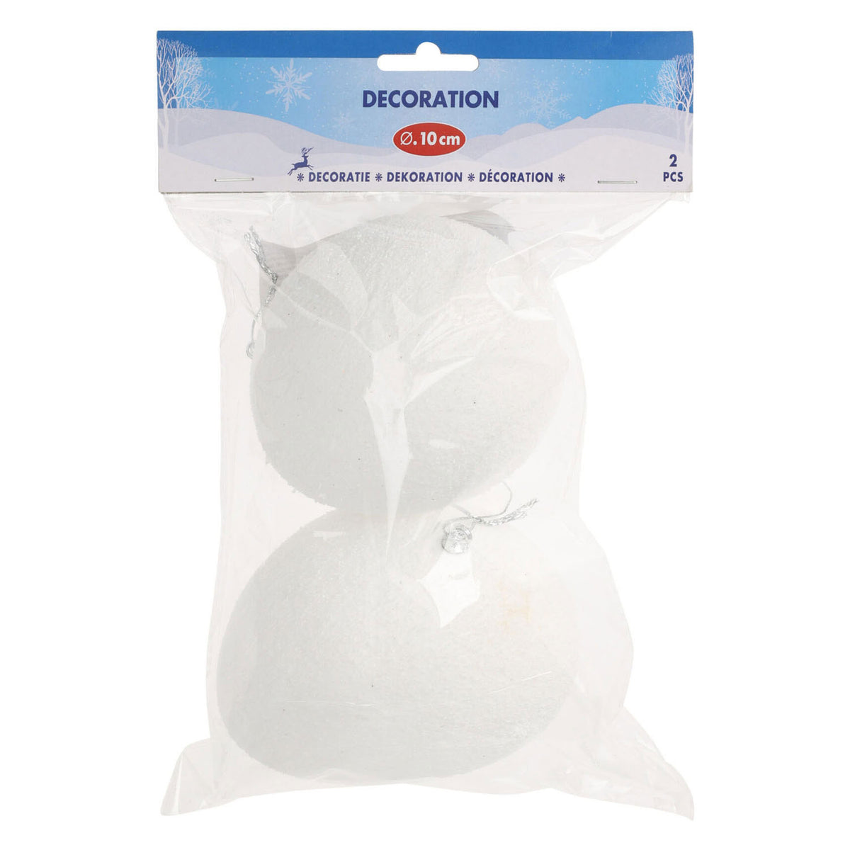 Palle di neve decorative 10 cm, 2 pezzi.