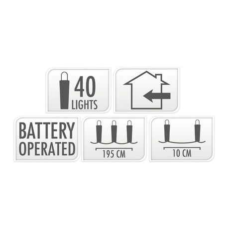 Catena luminosa a LED filo argentato, 195 cm - colorata