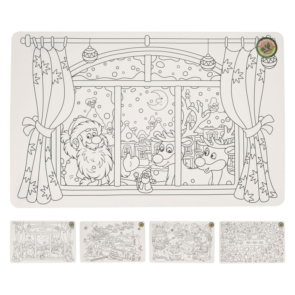 Pagina da colorare natalizia della tovaglia, set di 12 pezzi