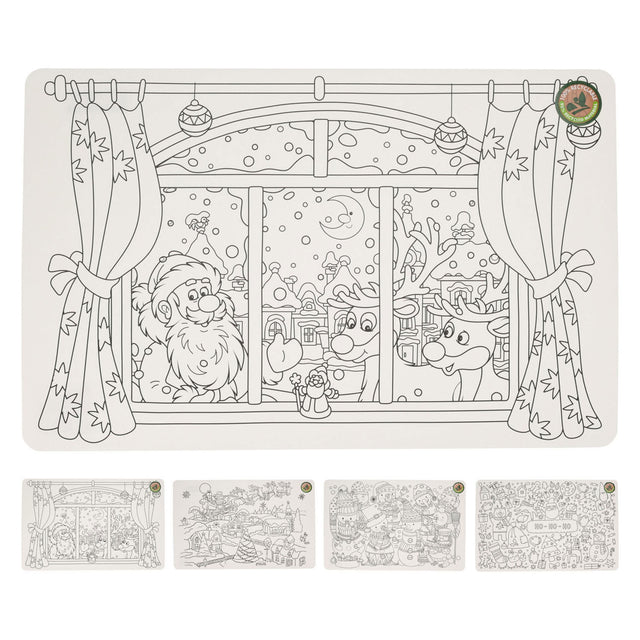 Pagina da colorare natalizia della tovaglia, set di 12 pezzi