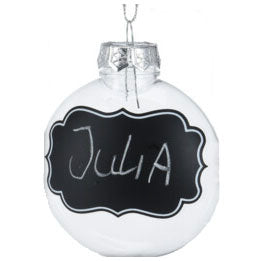 Palle di Natale trasparenti con etichette in gesso, 4 pz.