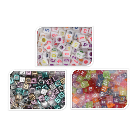 Set di perline lettere metalliche, 15 grammi per confezione