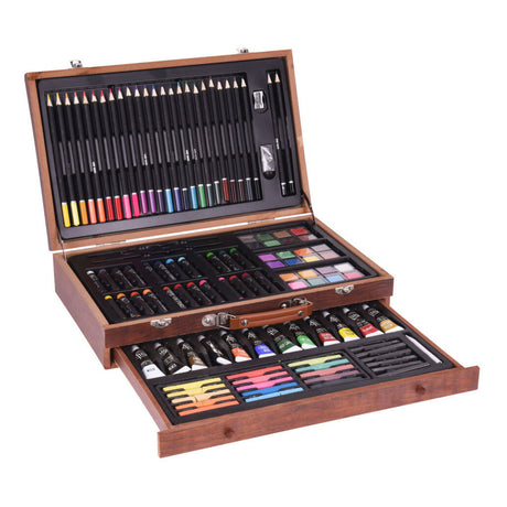 Set pittura e disegno in valigetta di legno - 112 pz.