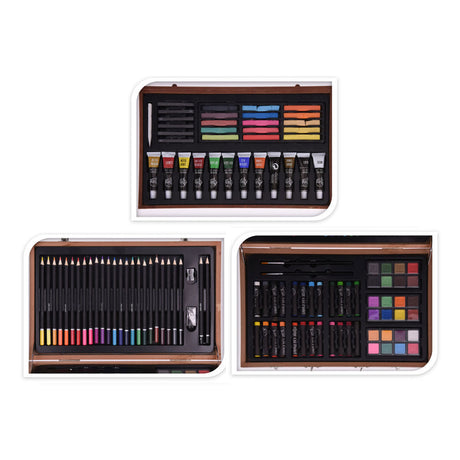 Set pittura e disegno in valigetta di legno - 112 pz.