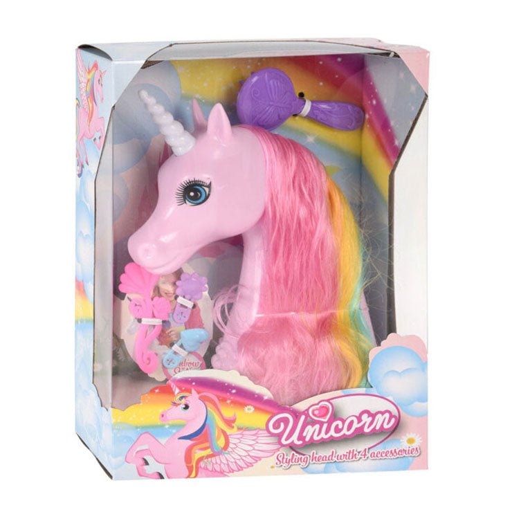Testa con cappuccio di unicorno con 4 accessori