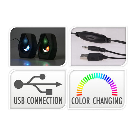 Set di altoparlanti da gioco che cambiano colore, 2 pezzi.