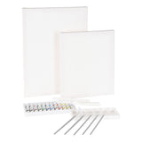 Set da pittura con tela, colori e pennelli