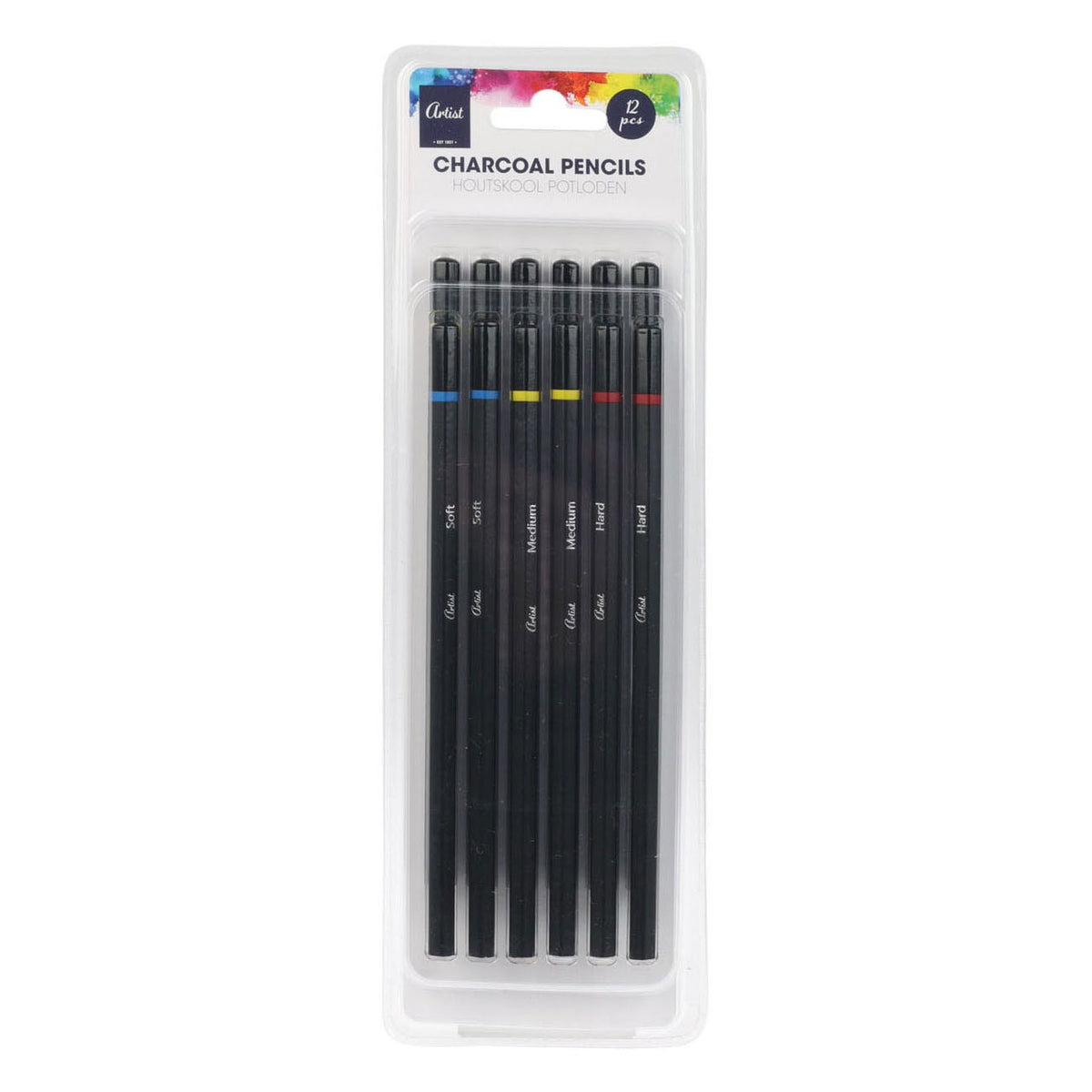 Matite carboncino, diverse durezze, set di 12 matite