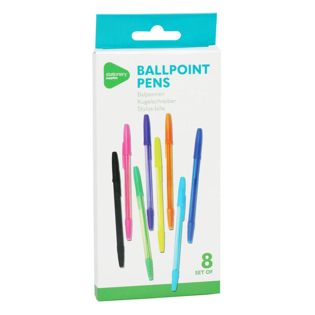Penne a sfera in 8 colori, 8 pz.