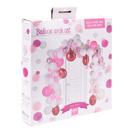 Costruisci il tuo set arco per palloncini rosa, 120 pezzi.