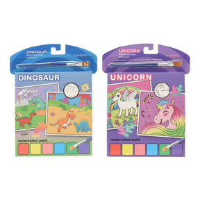 Unicorno o dinosauro del libro dell'acquerello
