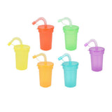 Koopman bicchieri colorati giocattolo con cannuccia - set di 6 bicchieri di plastica.
