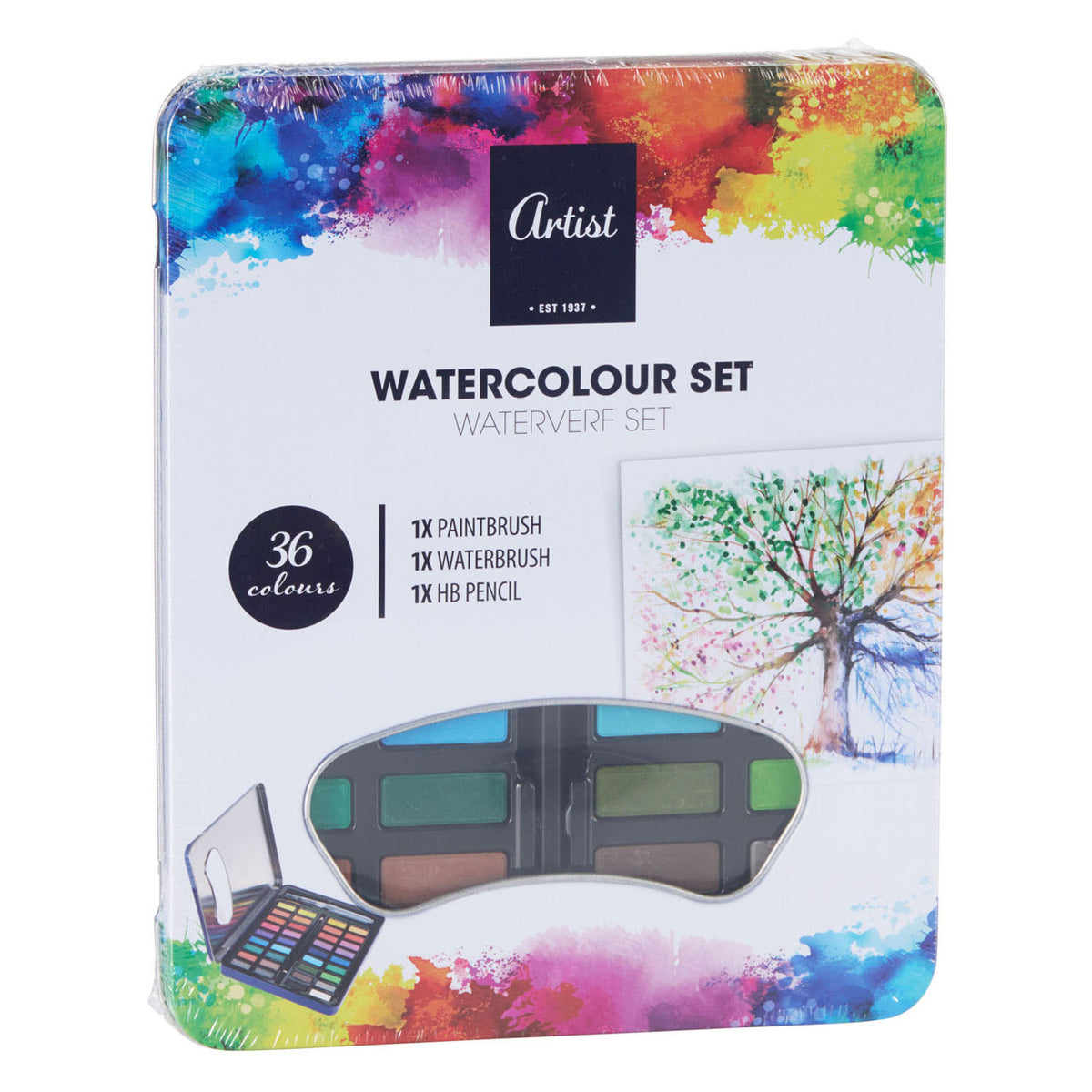Set acquarello con pennello, 36 colori