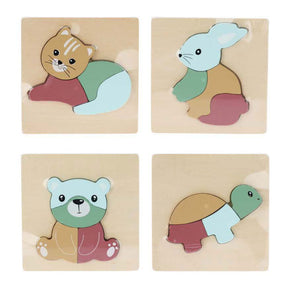 Puzzle con intarsio in legno con 4 pezzi - animali