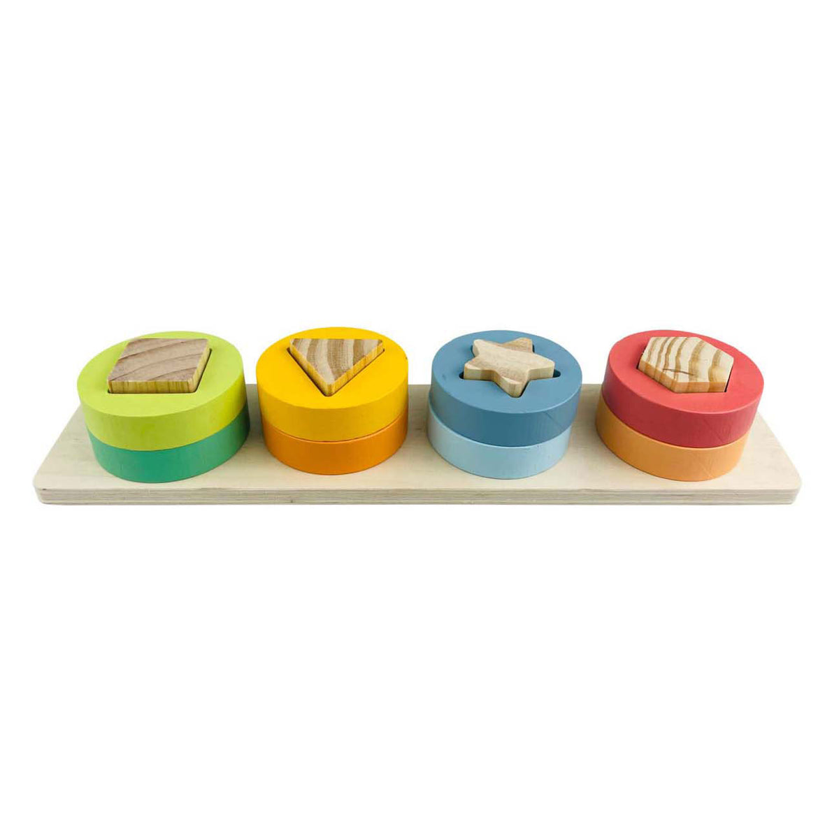 Koopman puzzle impilabile in legno, giocattoli educativi con forme, 9 pezzi multicolori.