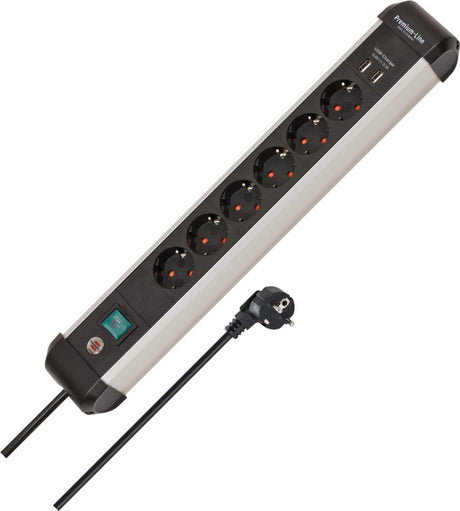 Presa multipla Brennerstuhl premium-alu-line con USB 6 vie 3m h05vv-f 3g1.5