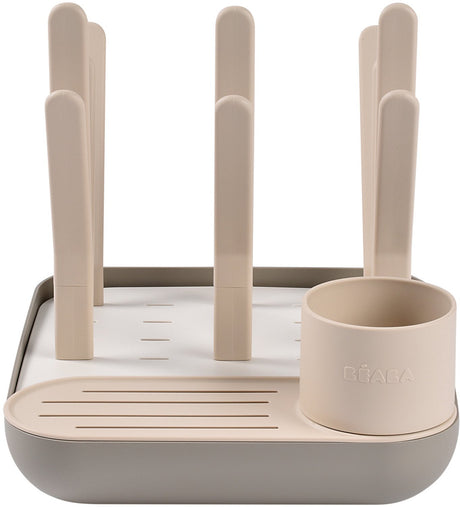 Portabiberon Béaba forêt - scolatoio compatto per 6 biberon grandi e accessori - rami modulari per tazze e parti del tiralatte - vassoio raccogligocce rimovibile - tutto può essere riposto nella base - ecodesign - argilla