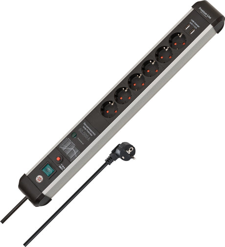 Ciabatta Brennerstuhl premium-protect-line 60.000a con protezione da sovratensione e USB a 6 vie 3m h05vv-f 3g1.5