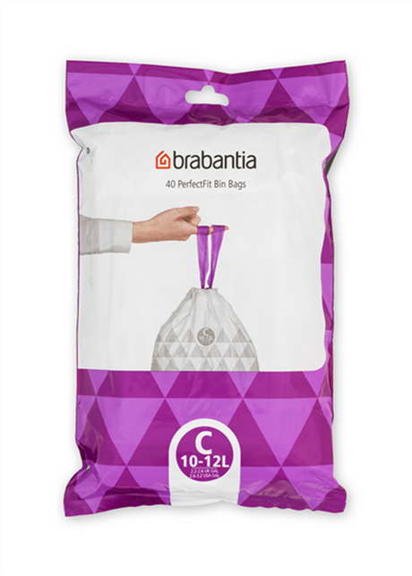 Sacchi per spazzatura Brabantia PerfectFit da 10-12 litri, confezione dispenser da 40 sacchetti