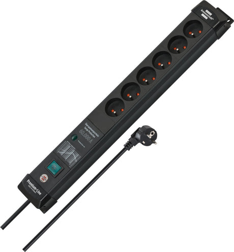Ciabatta Brennerstuhl premium-line 60.000a con protezione da sovratensione 6 vie nero 3m h05vv-f 3g1,5 *be*