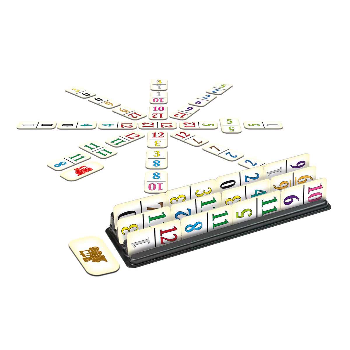 Tactic Mexican Train – gioco da tavolo – edizione compatta – classico gioco di domino – a partire da 7 anni – 2 o più giocatori