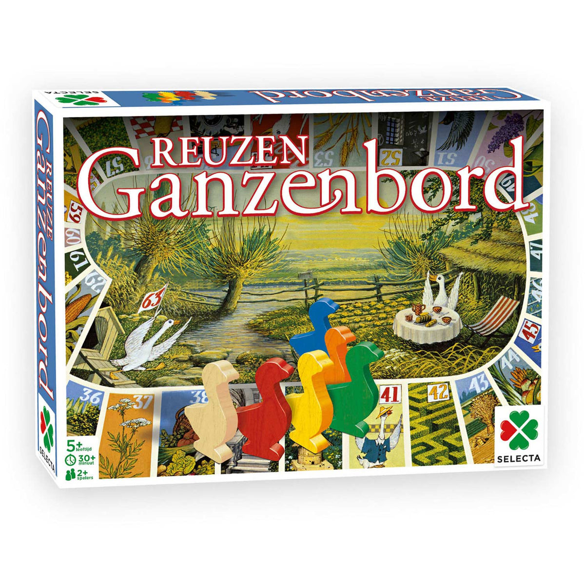 Tabellone tattico Selecta con oca gigante - classico gioco da tavolo in formato extra grande - incluso tabellone di gioco, oche di legno e dadi - da 5 anni